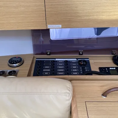 Salon of Karibu, a Dufour 360 GL sailboat at Olbia, Italy