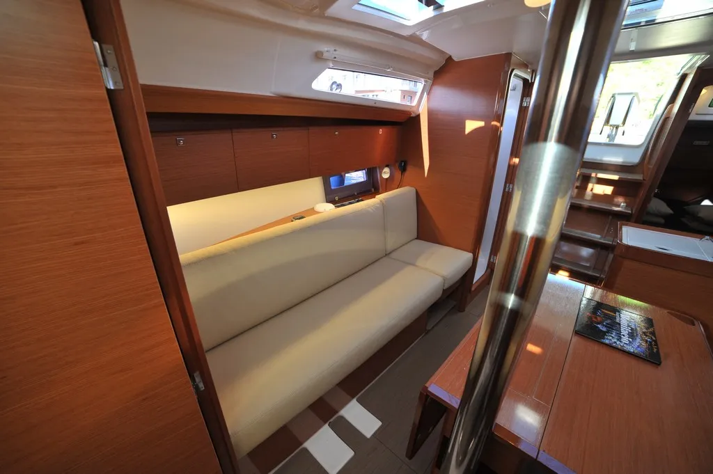 Salon of Karibu, a Dufour 360 GL sailboat at Olbia, Italy