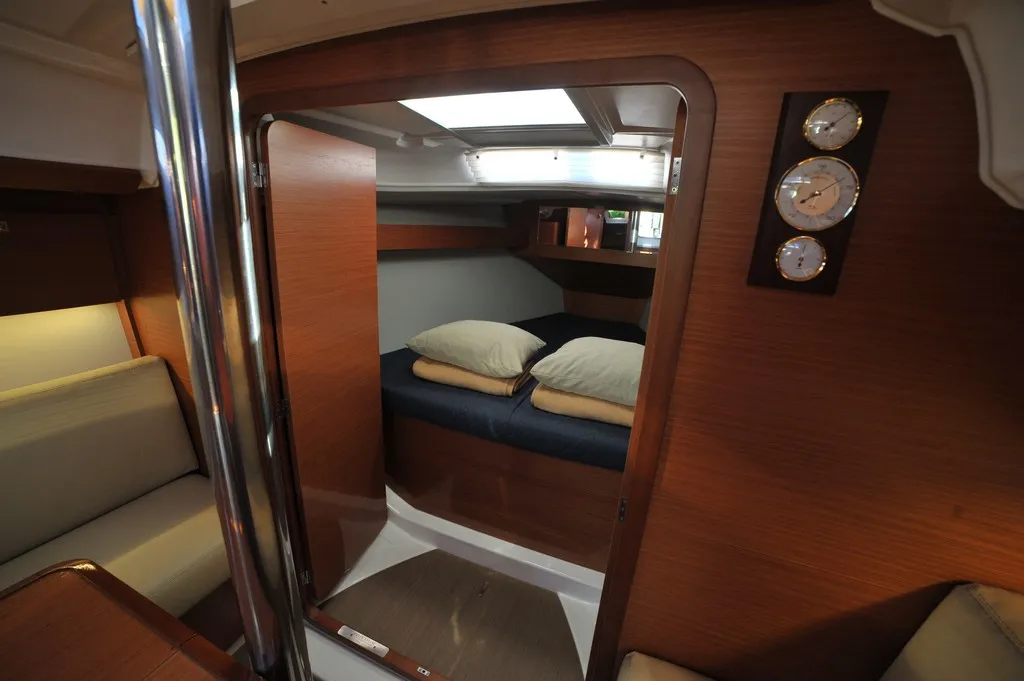 Cabin on Karibu, a Dufour 360 GL sailboat at Olbia, Italy