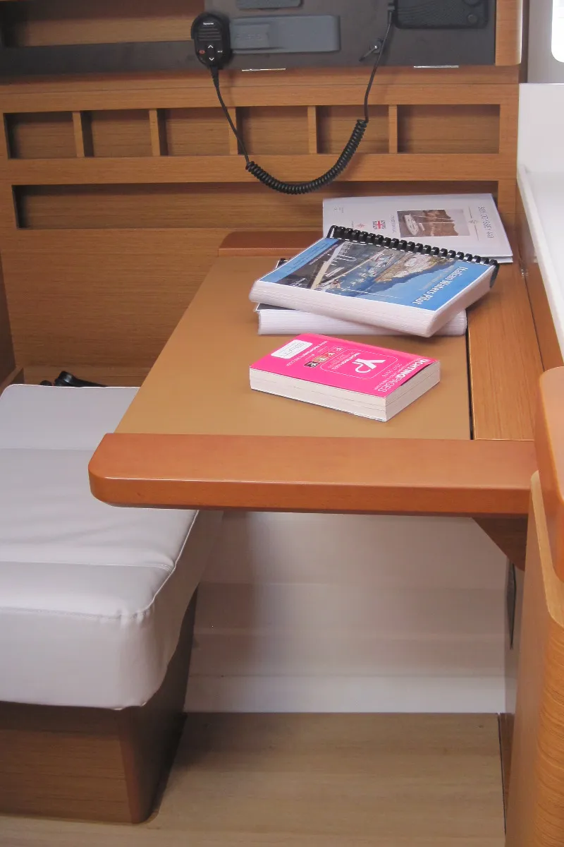 Deck of Enrica, a Jeanneau Sun Odyssey 440 sailboat at Capo d'Orlando, Italy