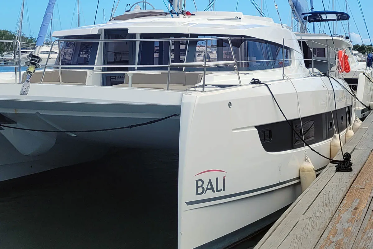 Cat Tales, a Bali 4.2 catamaran at Central Abaco, Bahamas