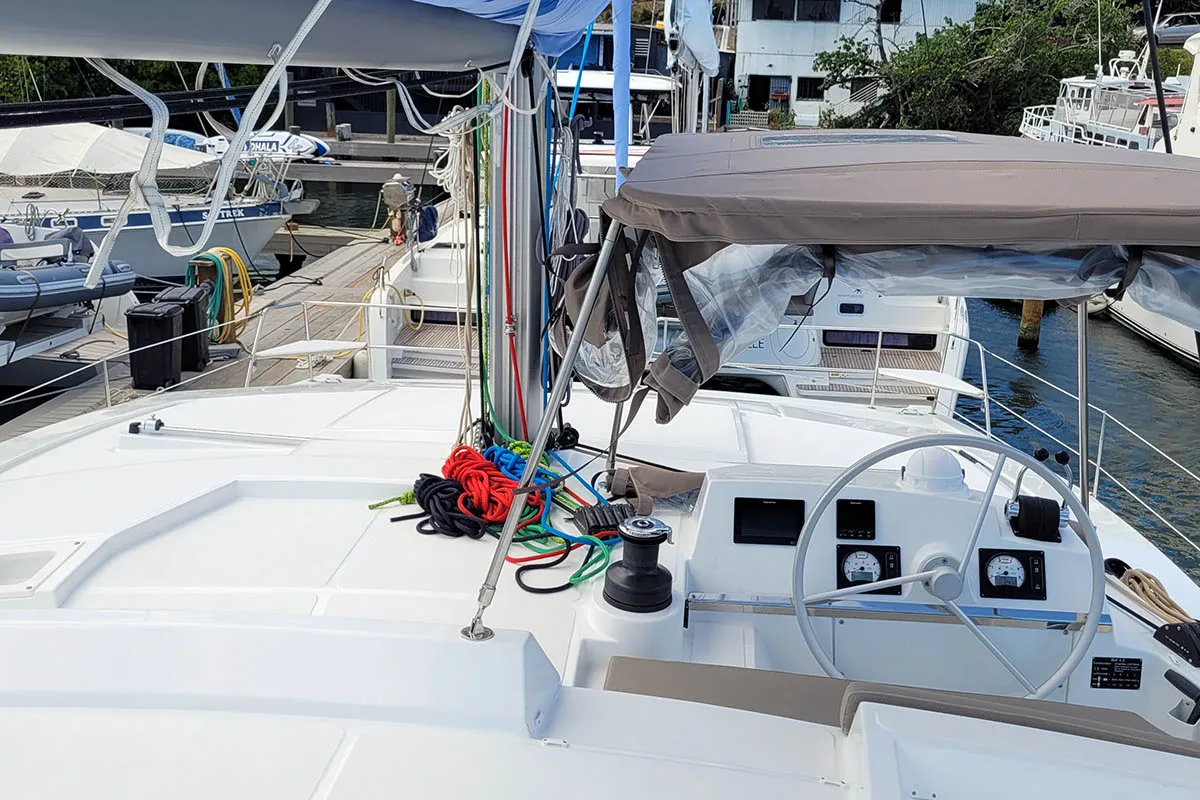 Cat Tales, a Bali 4.2 catamaran at Central Abaco, Bahamas