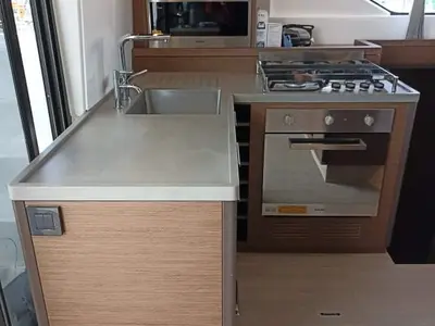 Galley of Silhouette, a Lagoon 50 catamaran at Athens, Greece