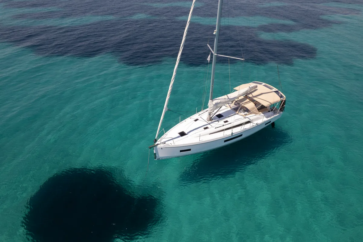 Exterior view of Netos, a Beneteau Oceanis 40.1 sailboat at Athens, Greece