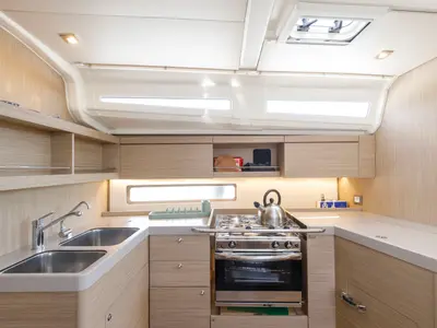 Galley of Netos, a Beneteau Oceanis 40.1 sailboat at Athens, Greece