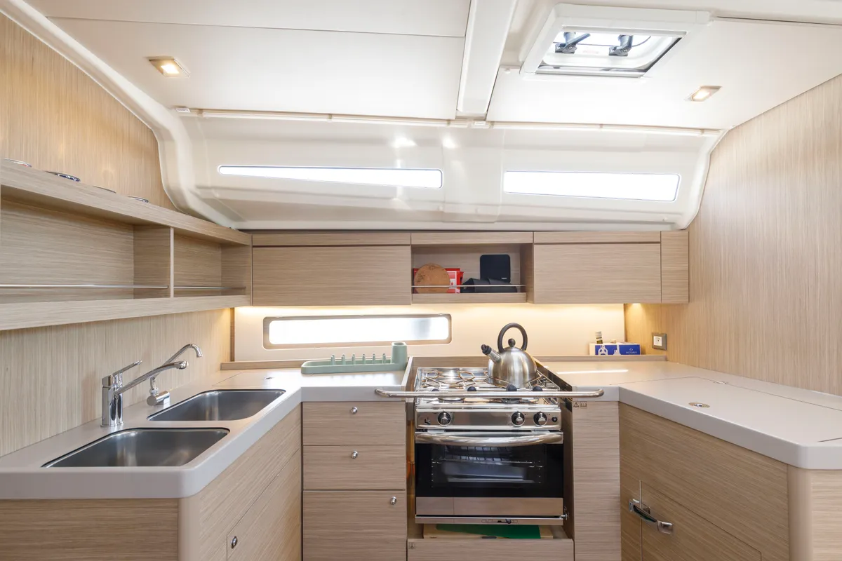 Galley of Netos, a Beneteau Oceanis 40.1 sailboat at Athens, Greece
