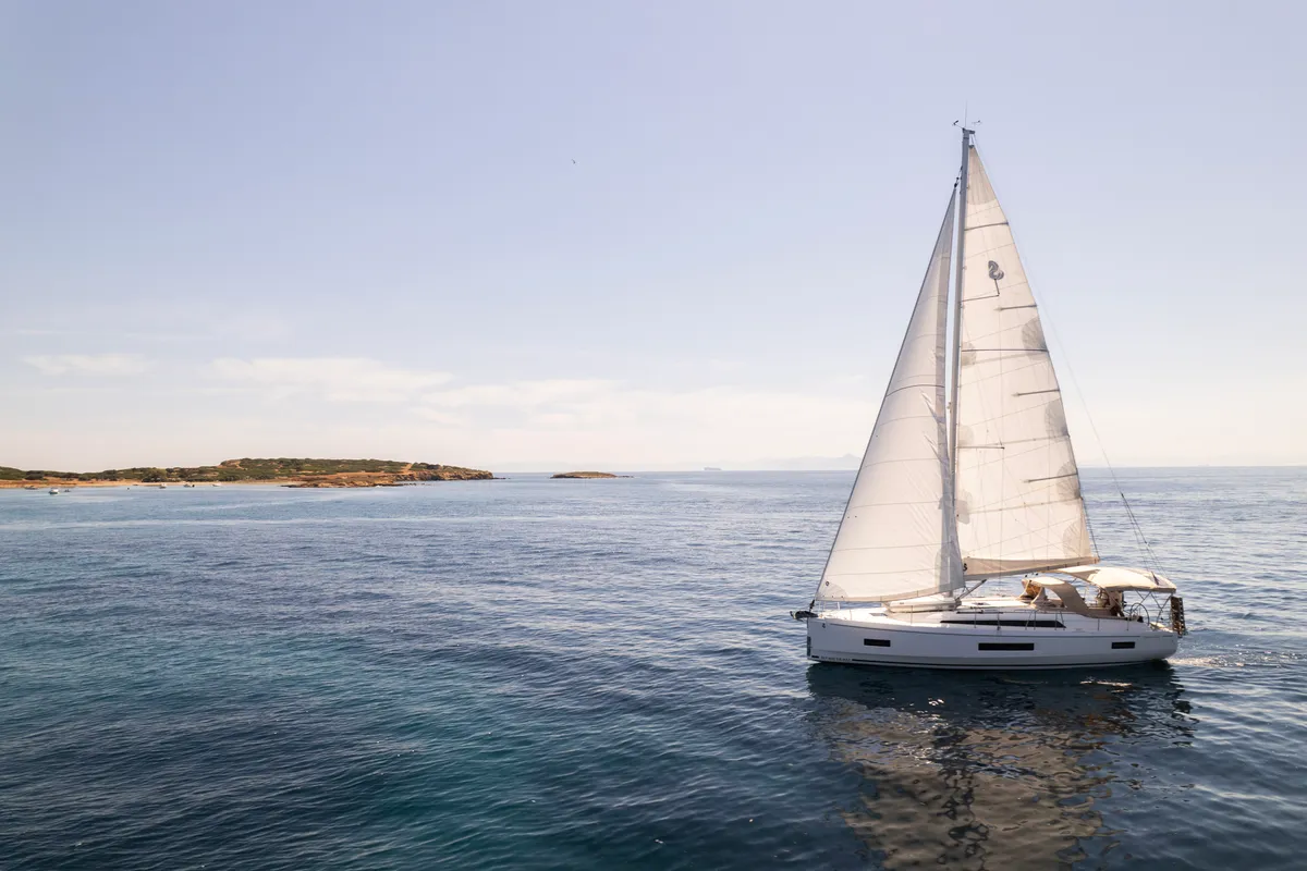 Exterior view of Netos, a Beneteau Oceanis 40.1 sailboat at Athens, Greece