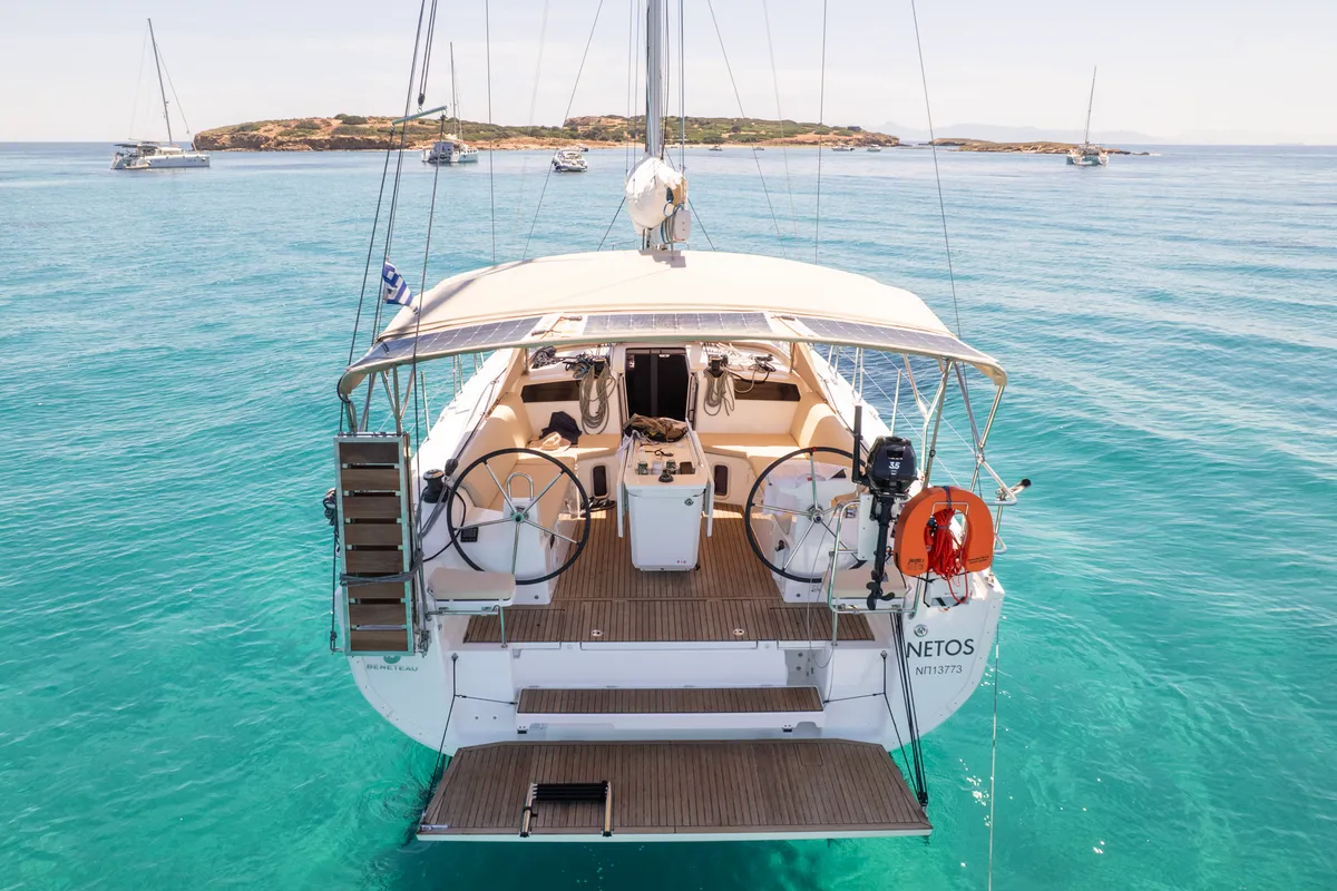 Deck of Netos, a Beneteau Oceanis 40.1 sailboat at Athens, Greece