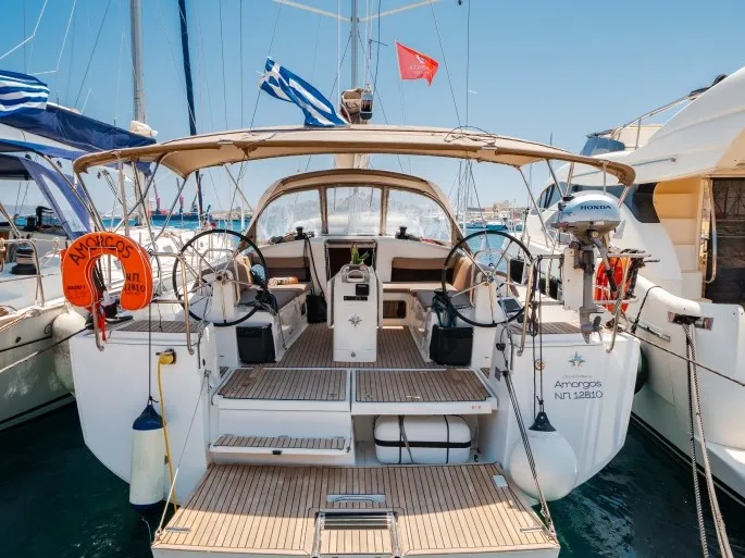 Amorgos, a Jeanneau Sun Odyssey 440 sailboat at Lavreotiki Municipal Unit, Greece