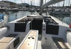 Filicudi, a Dufour 460 Grand Large sailboat at Tonnarella, Italy