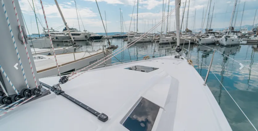 Deck of Giovannina, a Elan Impression 45 sailboat at Kaštela, Croatia