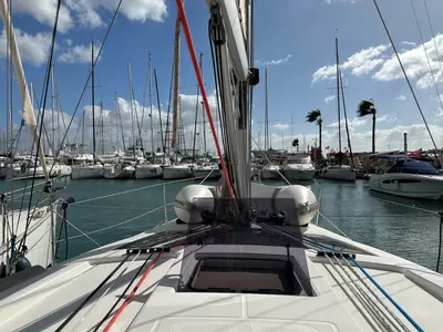 Sunny Blue, a Dufour 382 Grand Large sailboat at Palma de Mallorca, Spain