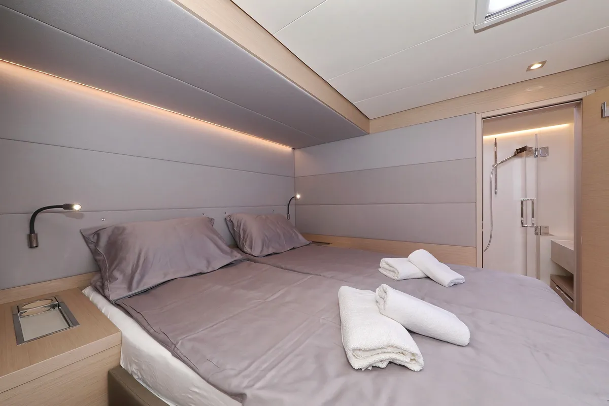 Deck of NOMAD, a Lagoon 55 catamaran at Split, Croatia