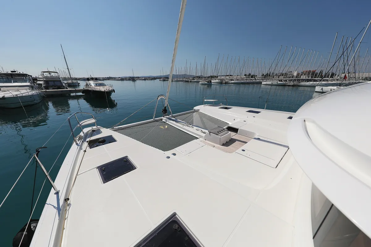 Deck of NOMAD, a Lagoon 55 catamaran at Split, Croatia