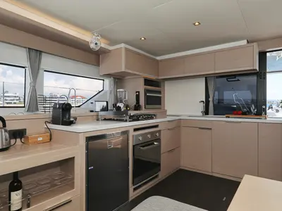 Galley of NOMAD, a Lagoon 55 catamaran at Split, Croatia