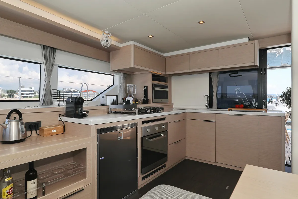 Galley of NOMAD, a Lagoon 55 catamaran at Split, Croatia