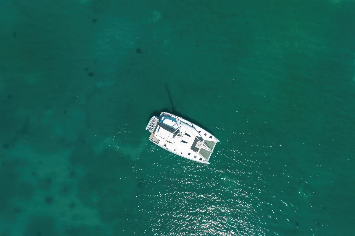 Exterior view of NOMAD, a Lagoon 55 catamaran at Split, Croatia