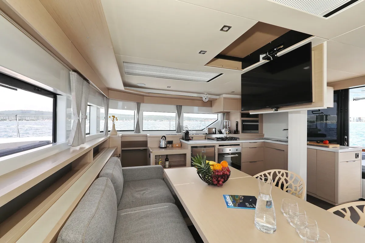 Deck of NOMAD, a Lagoon 55 catamaran at Split, Croatia