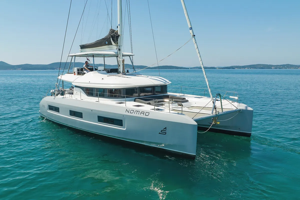 Exterior view of NOMAD, a Lagoon 55 catamaran at Split, Croatia