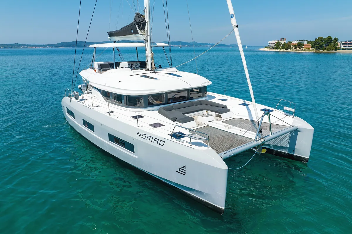 Exterior view of NOMAD, a Lagoon 55 catamaran at Split, Croatia