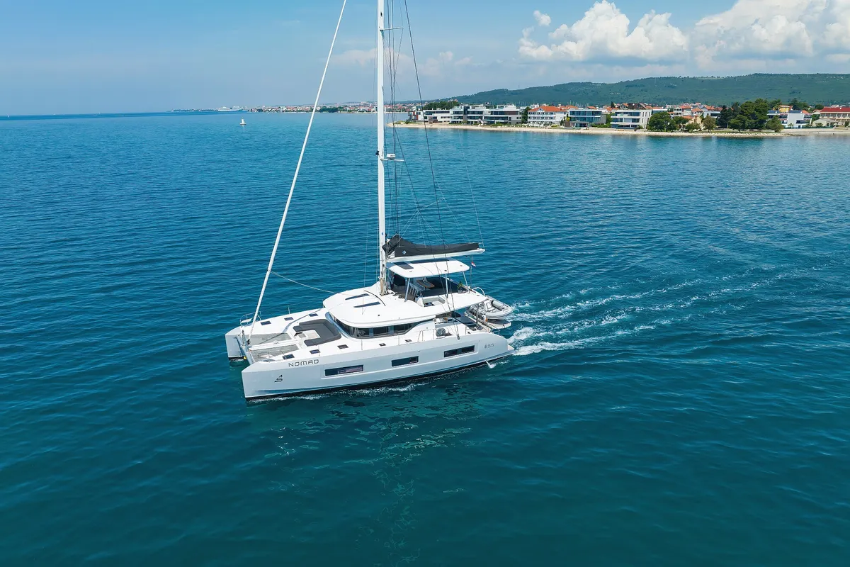 Exterior view of NOMAD, a Lagoon 55 catamaran at Split, Croatia