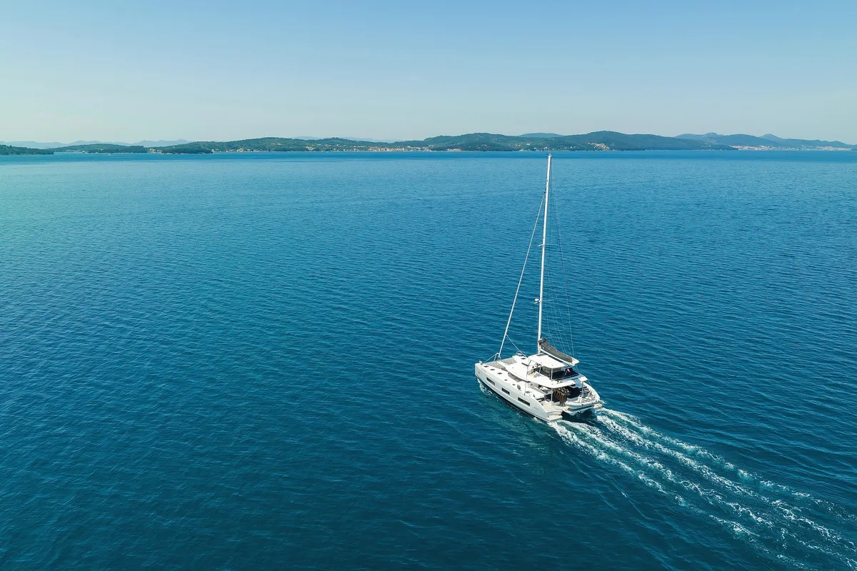 Exterior view of NOMAD, a Lagoon 55 catamaran at Split, Croatia