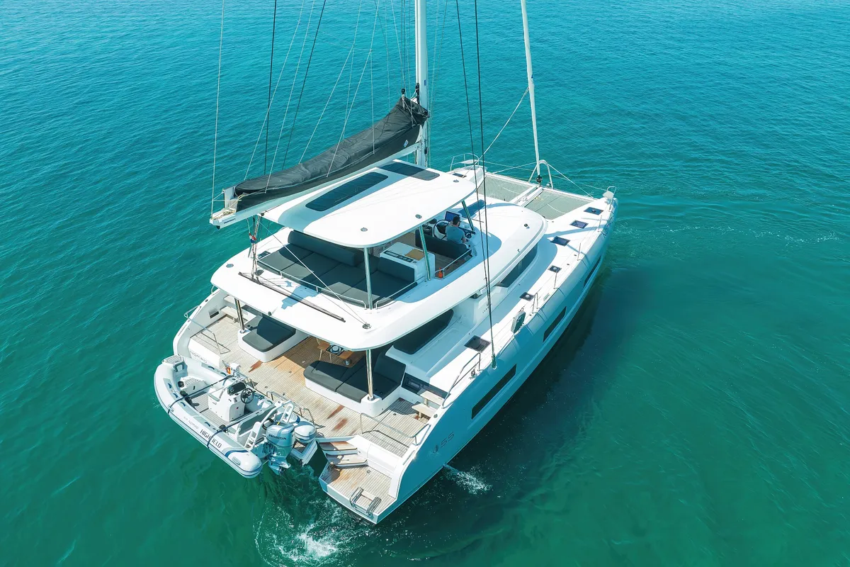 Exterior view of NOMAD, a Lagoon 55 catamaran at Split, Croatia