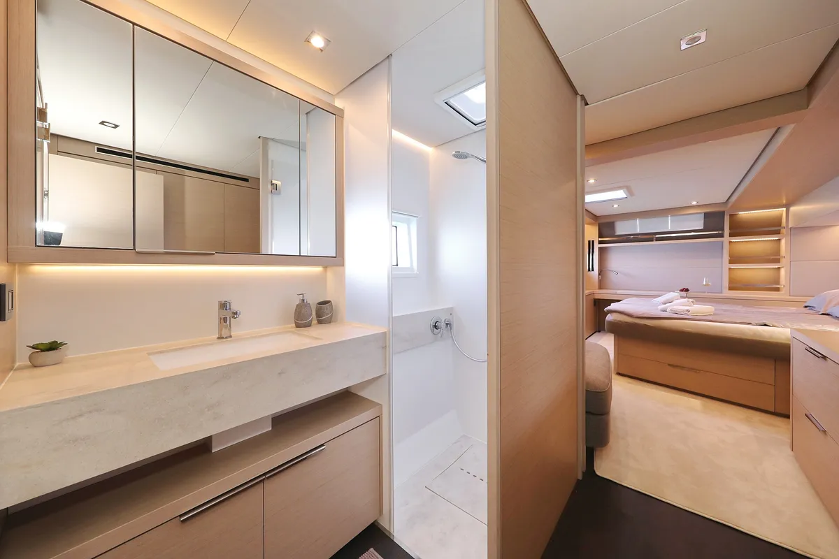 Deck of NOMAD, a Lagoon 55 catamaran at Split, Croatia