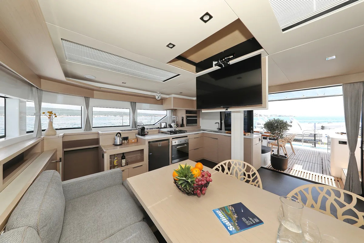 Exterior view of NOMAD, a Lagoon 55 catamaran at Split, Croatia