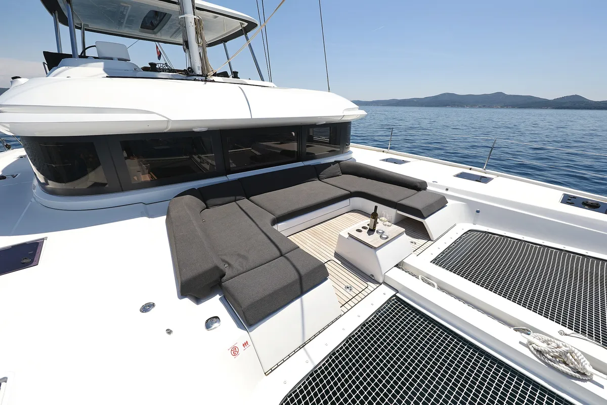 Deck of NOMAD, a Lagoon 55 catamaran at Split, Croatia