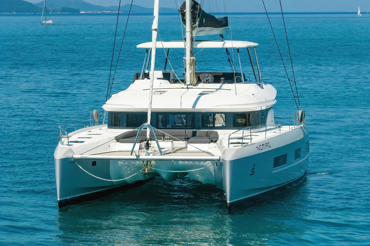 Exterior view of NOMAD, a Lagoon 55 catamaran at Split, Croatia