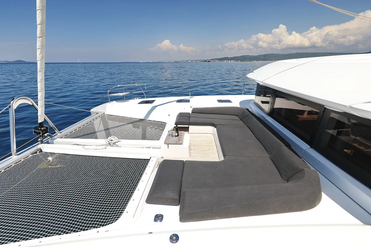 Deck of NOMAD, a Lagoon 55 catamaran at Split, Croatia