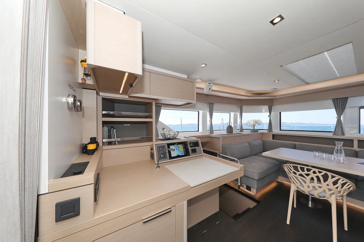 Salon of NOMAD, a Lagoon 55 catamaran at Split, Croatia
