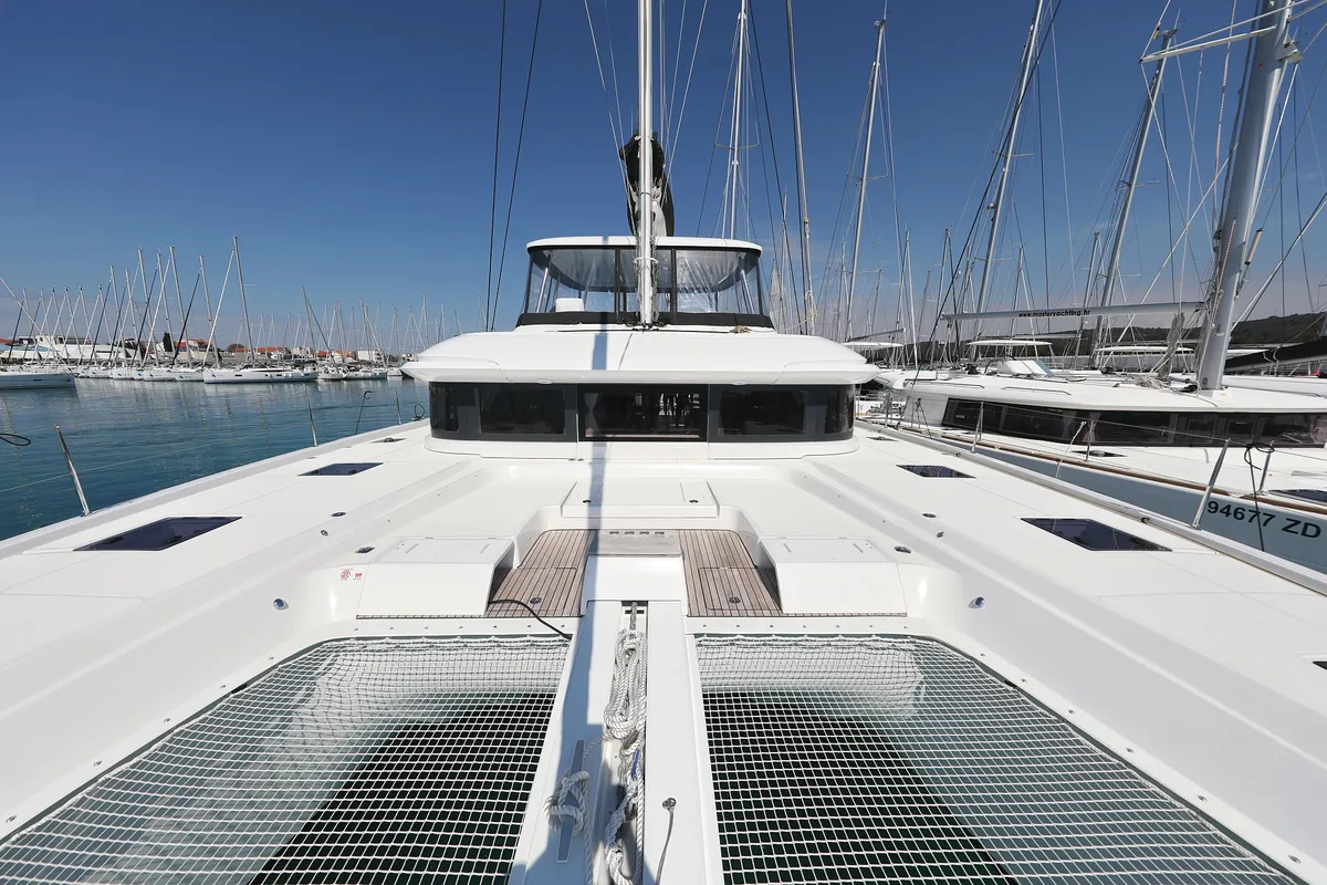 Deck of NOMAD, a Lagoon 55 catamaran at Split, Croatia
