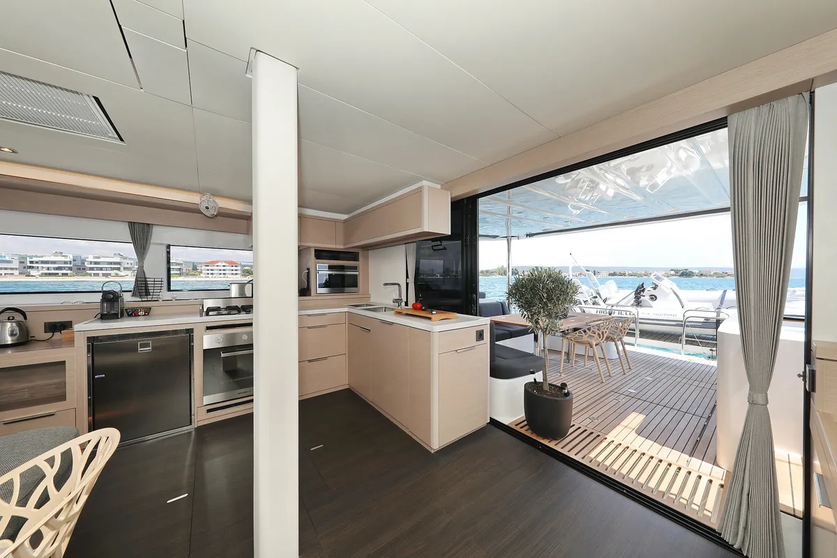 Galley of NOMAD, a Lagoon 55 catamaran at Split, Croatia