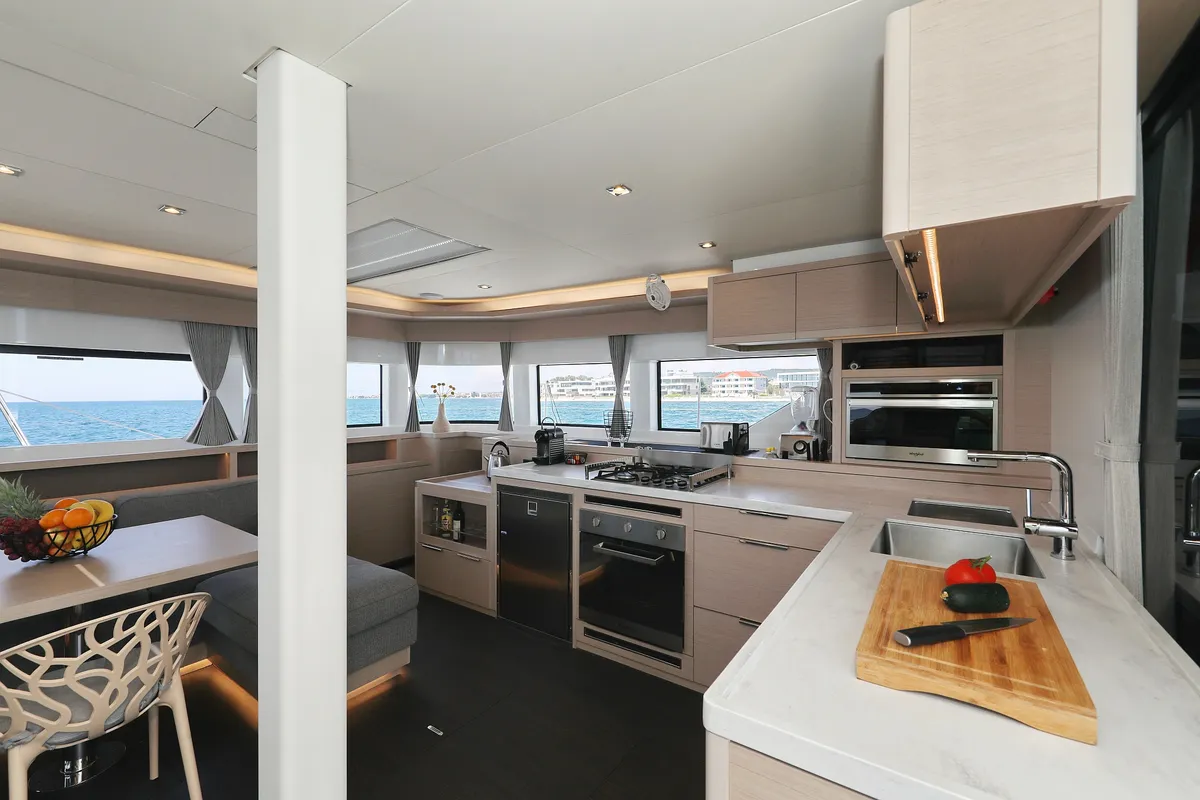 Galley of NOMAD, a Lagoon 55 catamaran at Split, Croatia