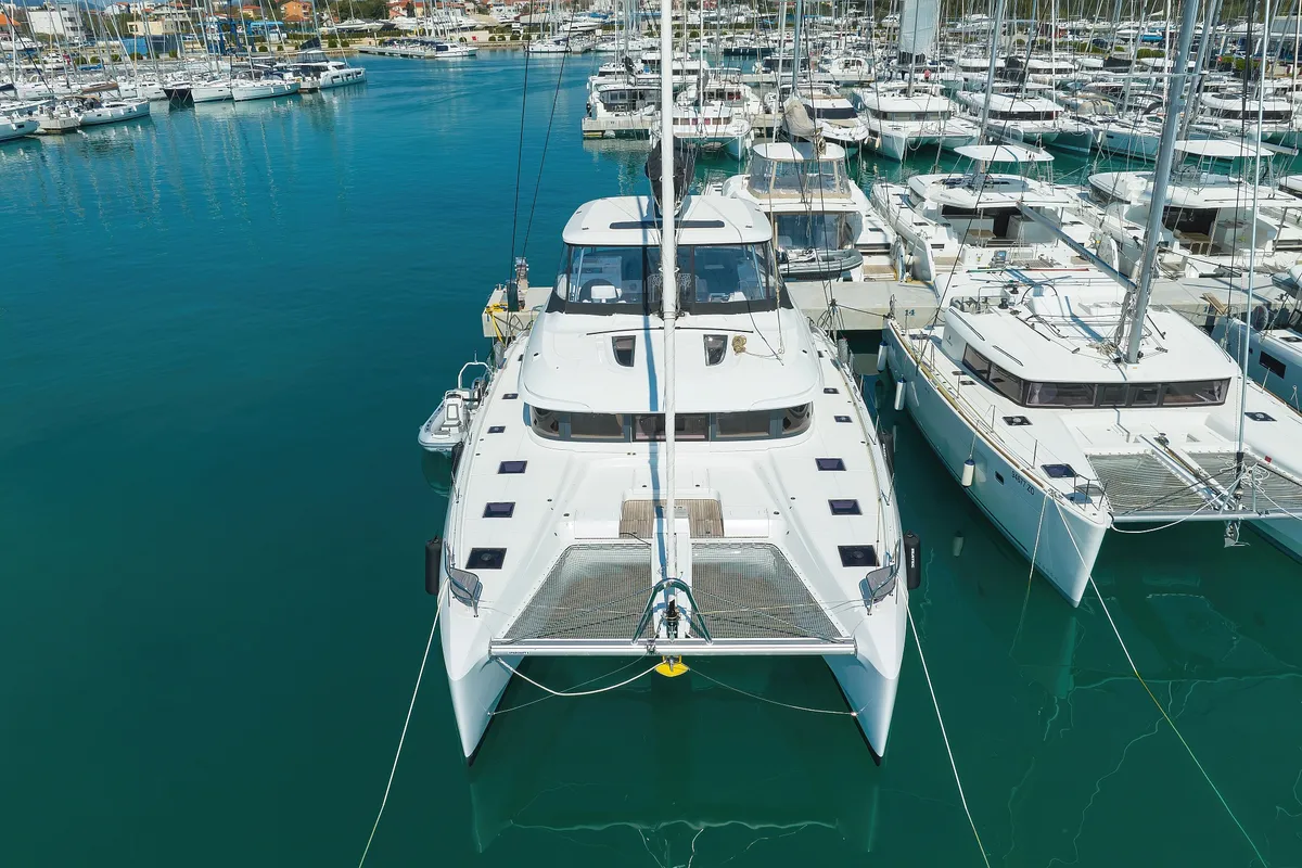 Exterior view of NOMAD, a Lagoon 55 catamaran at Split, Croatia