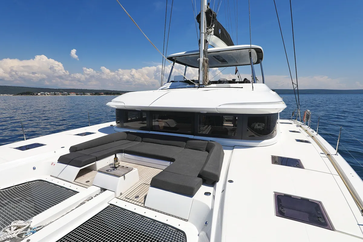Deck of NOMAD, a Lagoon 55 catamaran at Split, Croatia