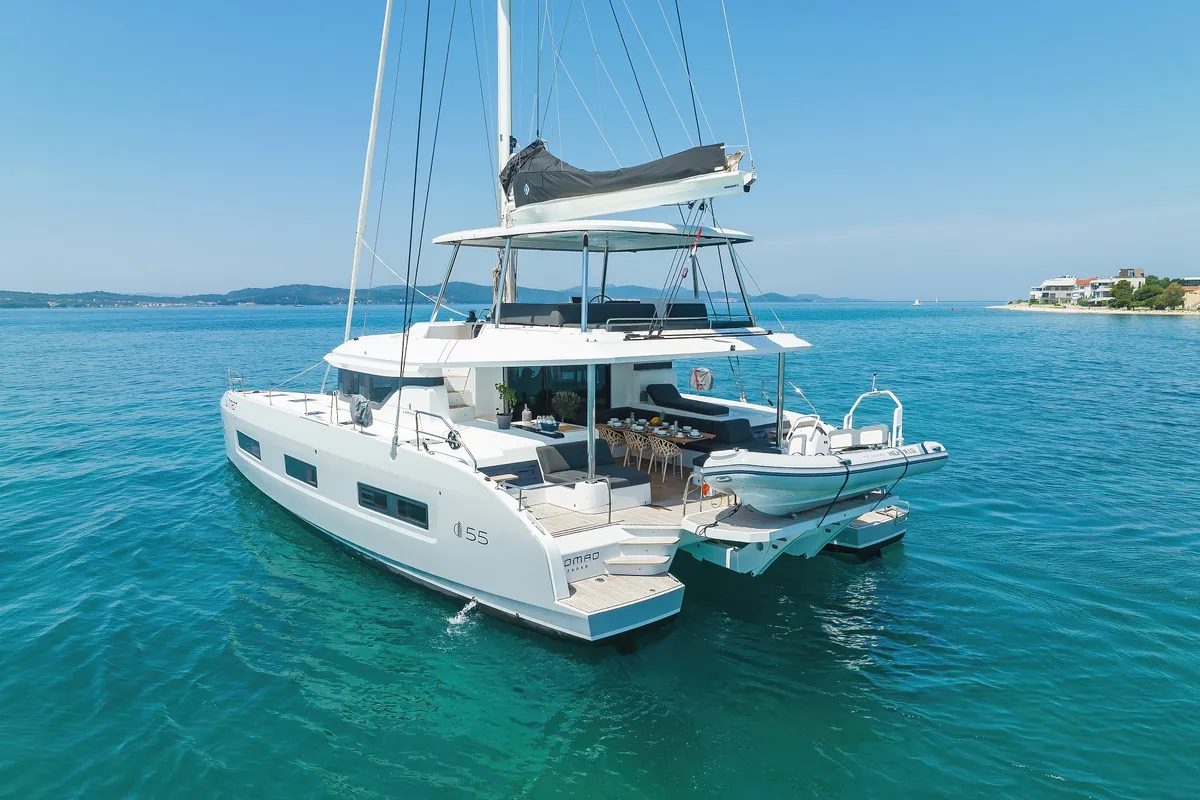 Exterior view of NOMAD, a Lagoon 55 catamaran at Split, Croatia