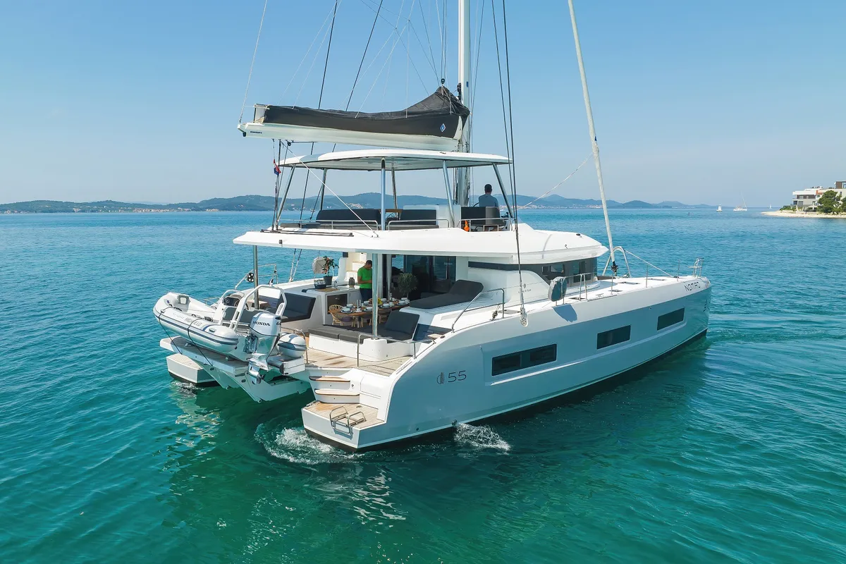 Exterior view of NOMAD, a Lagoon 55 catamaran at Split, Croatia