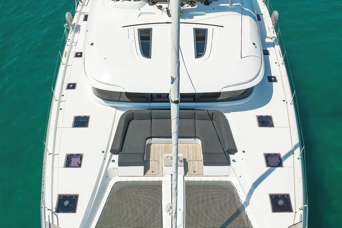 Deck of NOMAD, a Lagoon 55 catamaran at Split, Croatia