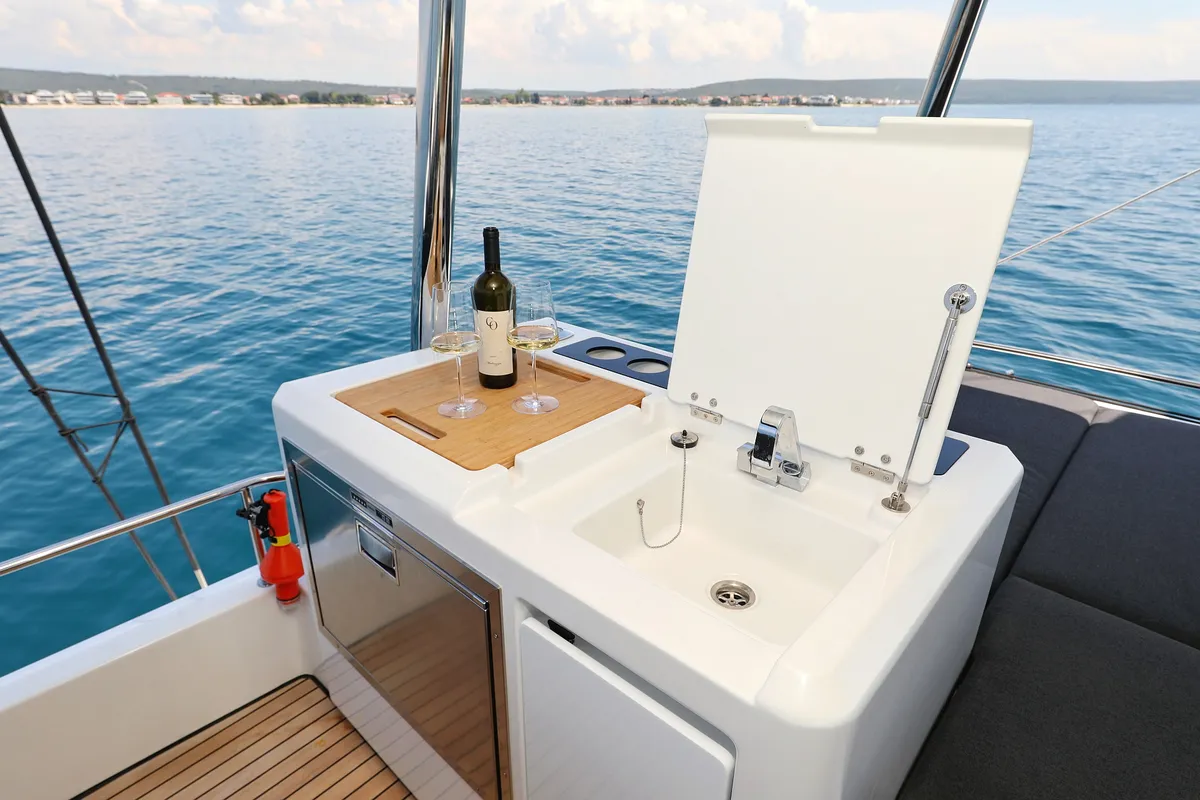 Deck of NOMAD, a Lagoon 55 catamaran at Split, Croatia