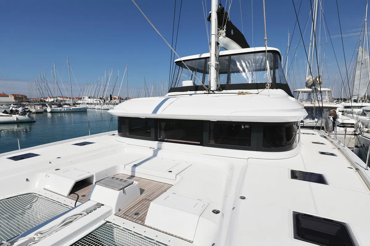 Deck of NOMAD, a Lagoon 55 catamaran at Split, Croatia