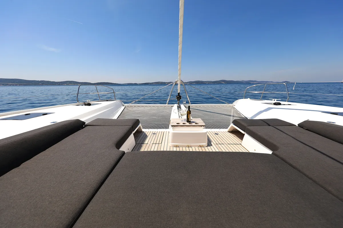 Deck of NOMAD, a Lagoon 55 catamaran at Split, Croatia
