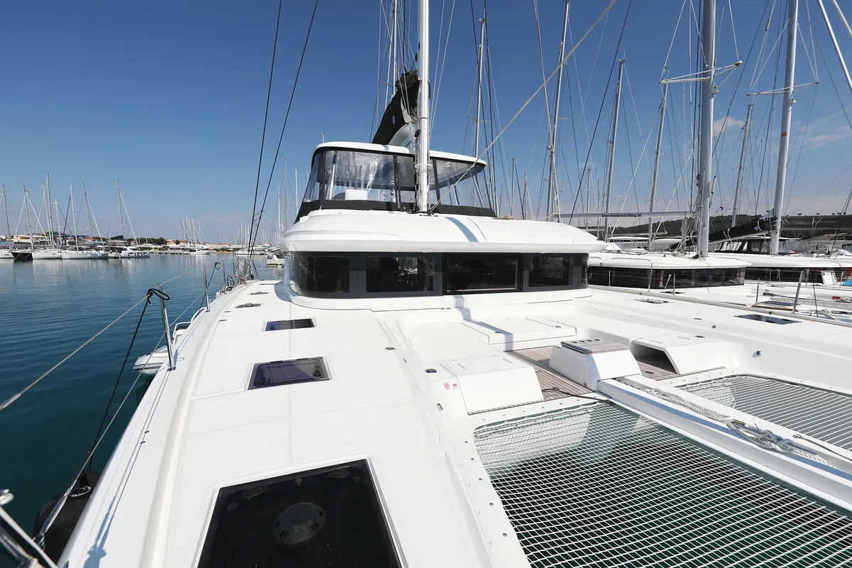 Deck of NOMAD, a Lagoon 55 catamaran at Split, Croatia