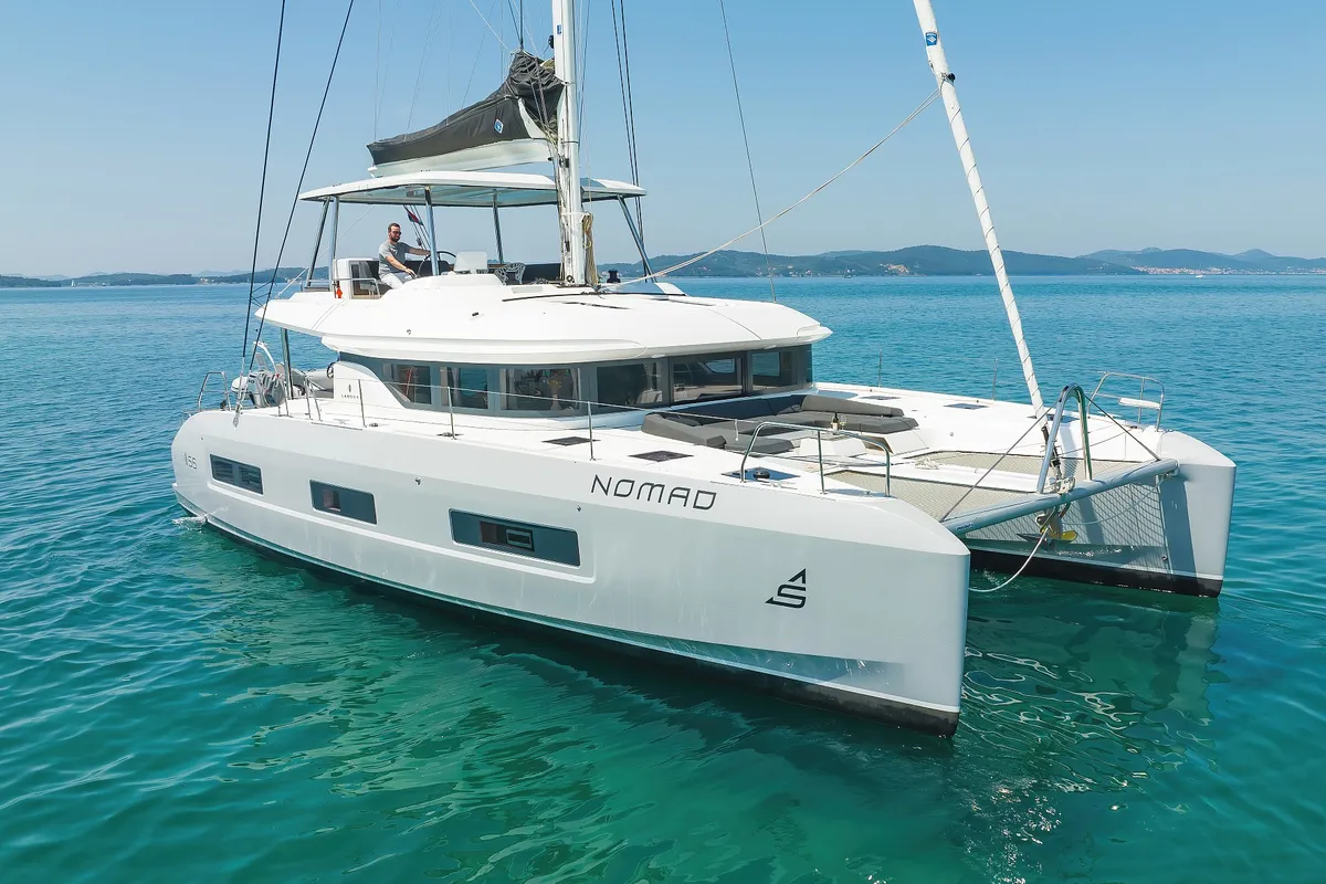 Exterior view of NOMAD, a Lagoon 55 catamaran at Split, Croatia