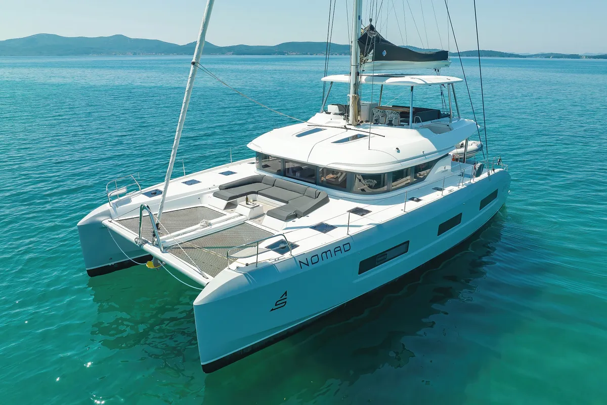 Exterior view of NOMAD, a Lagoon 55 catamaran at Split, Croatia