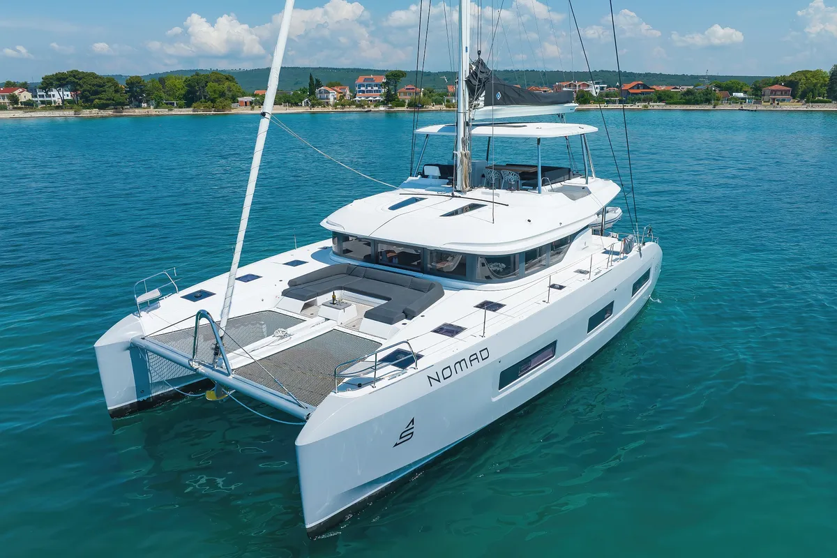 Exterior view of NOMAD, a Lagoon 55 catamaran at Split, Croatia