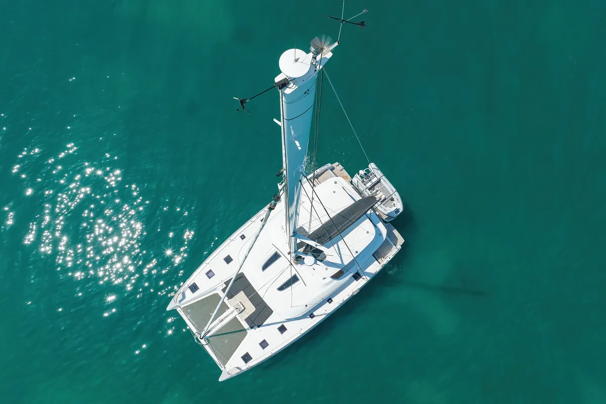 Exterior view of NOMAD, a Lagoon 55 catamaran at Split, Croatia