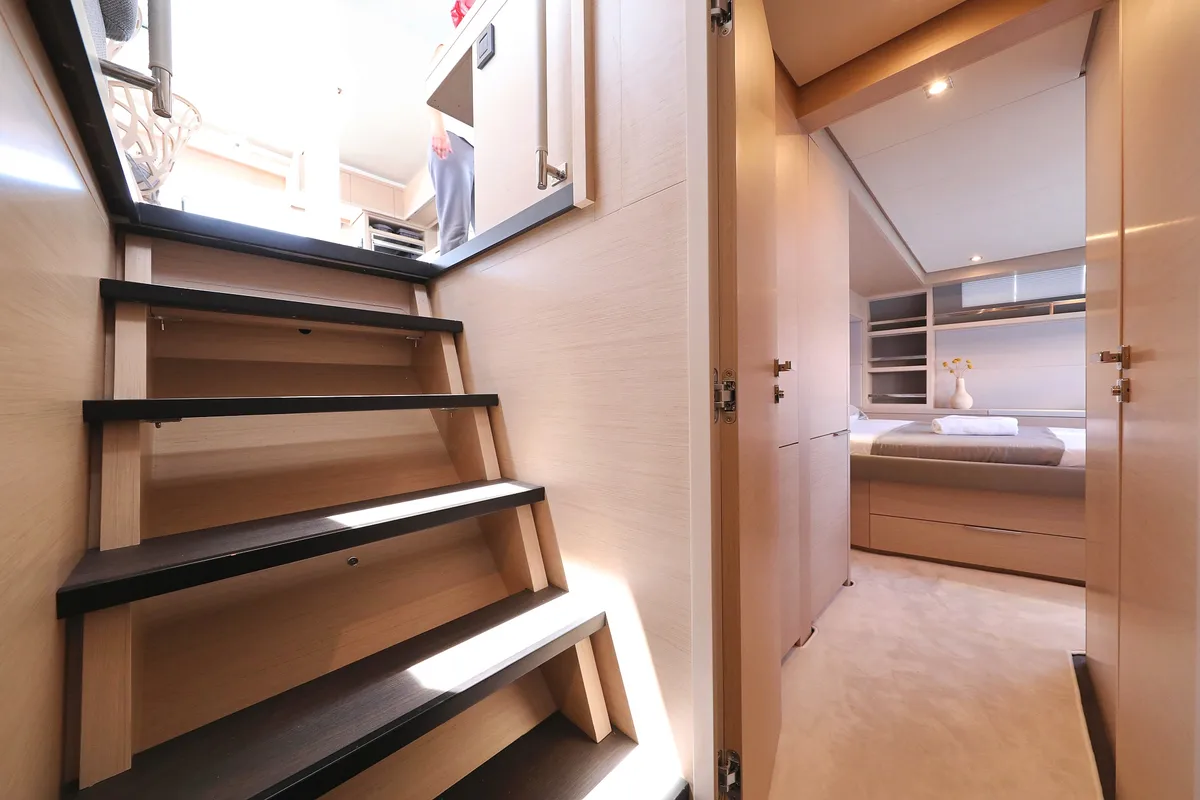 Salon of NOMAD, a Lagoon 55 catamaran at Split, Croatia